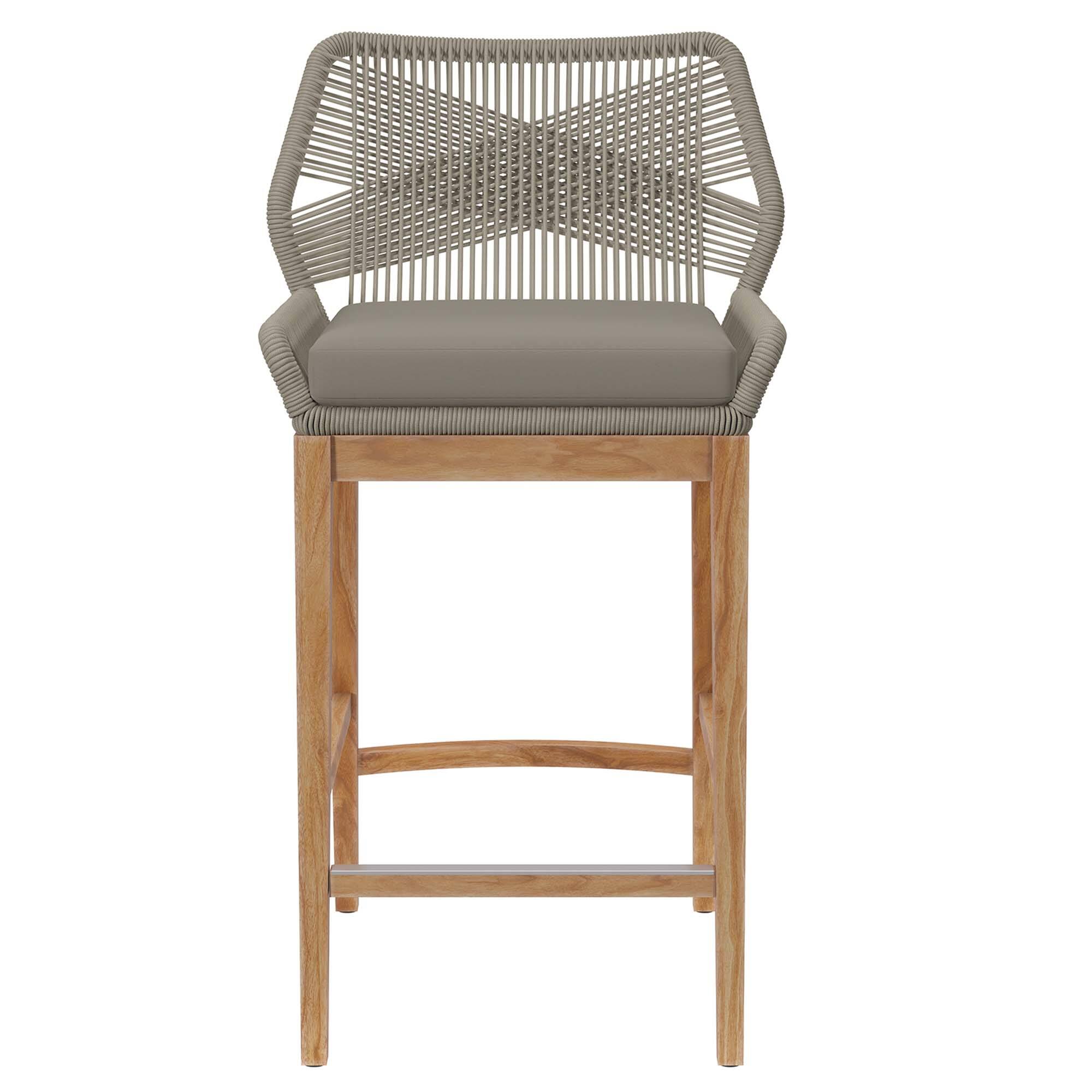 Alt View 3. Modway - Wellspring Outdoor Patio Teak Wood Bar Stool by Modway - Light Gray Greige.
