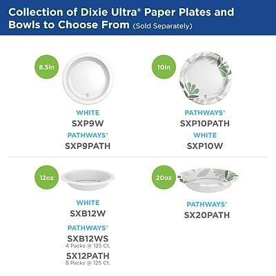 Collection of Dixie Ultra® Paper Plates and Bowls to Choose From (Sold Separately)

- 8.5in
  - WHITE SXP9W
  - PATHWAYS® SXP9PATH

- 10in
  - PATHWAYS® SXP10PATH
  - WHITE SXP10W

- 12oz
  - WHITE SXB12W
  - PATHWAYS® SXB12WS

- 20oz
  - PATHWAYS® SX20PATH
  - WHITE SXB20W

4 Packs @ 125 Ct.
8 Packs @ 125 Ct.