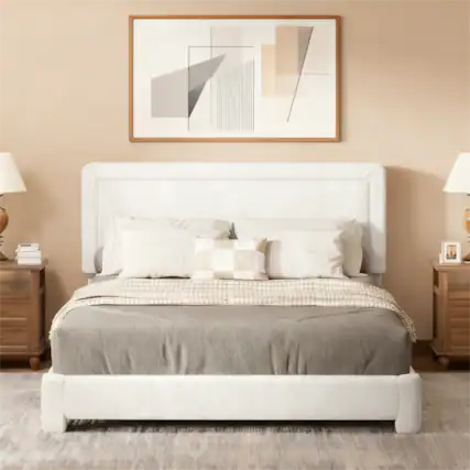 Front. Dyonery - Dyonery modern simple style bed frame, room adjustable headboard, easy to assemble,suitable for bedroom - White.