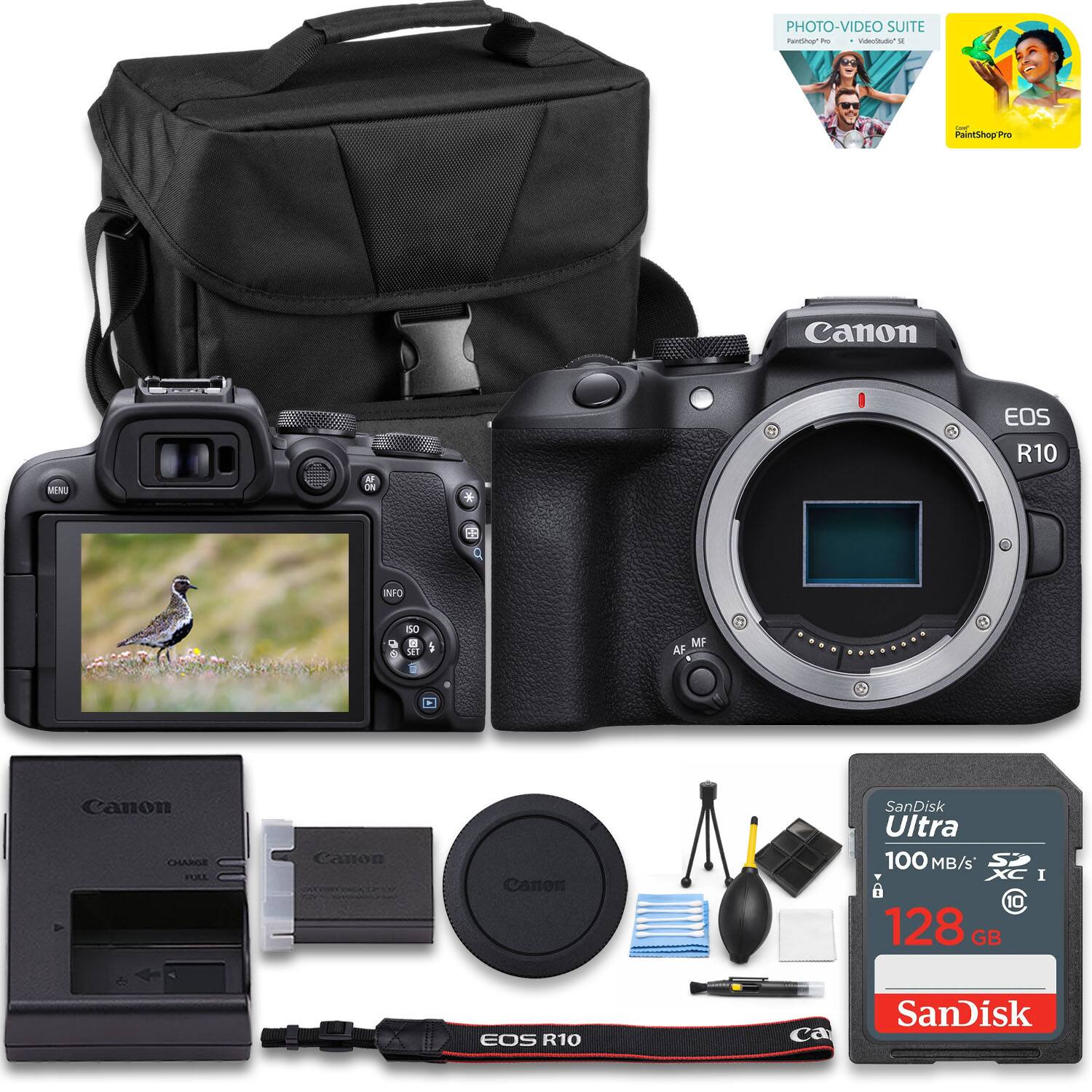 PHOTO-VIDEO SUITE  
PaintShopPro - VideoStudio Pro X5  
Canon EOS R10  
Canon CHARGE FULL  
SanDisk Ultra 100 MB/s*  
SanDisk 128 GB