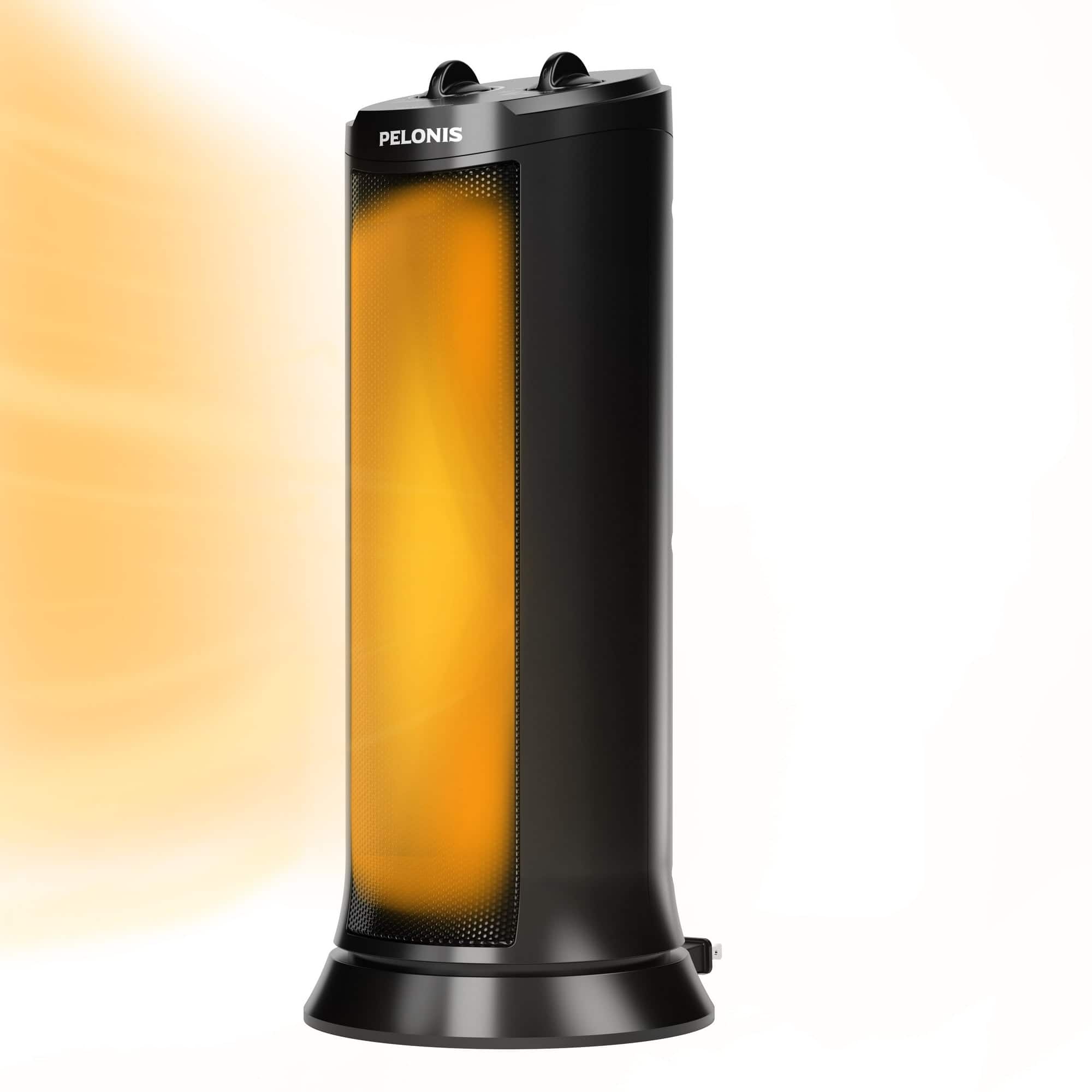 Front. Pelonis - Pelonis 17" 1500W Ceramic Tower Space Heater, NTH15-17L, New, Black - Black.