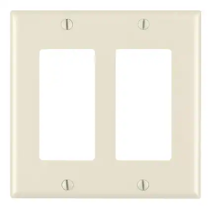 Front. Leviton - Leviton Decora Light Almond 2 gang Thermoset Plastic Decorator Wall Plate 1 pk - Light Almond.