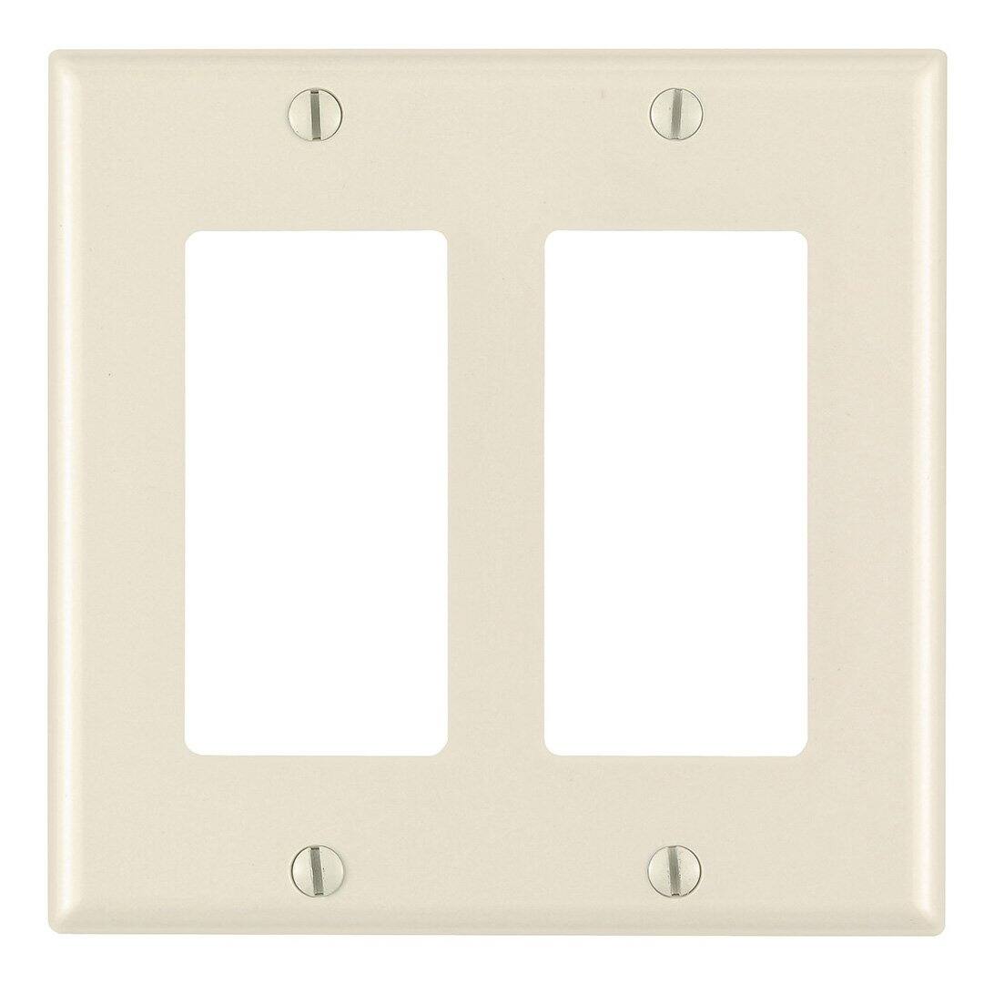 Front. Leviton - Leviton Decora Light Almond 2 gang Thermoset Plastic Decorator Wall Plate 1 pk - Light Almond.