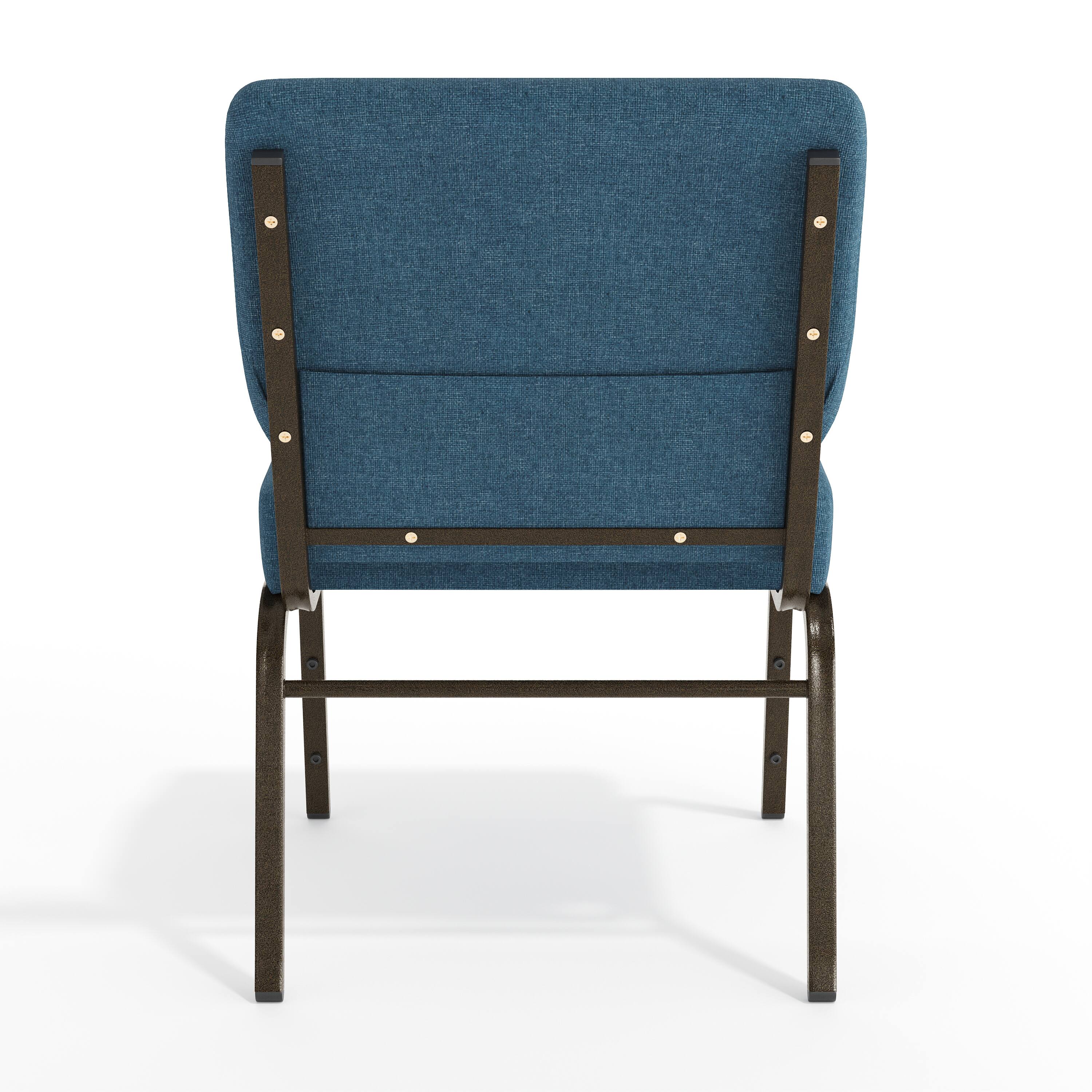 Alt View 7. Emma + Oliver - 21"W Stackable Church/Reception Guest Chair - Blue Fabric/Gold Vein Frame.