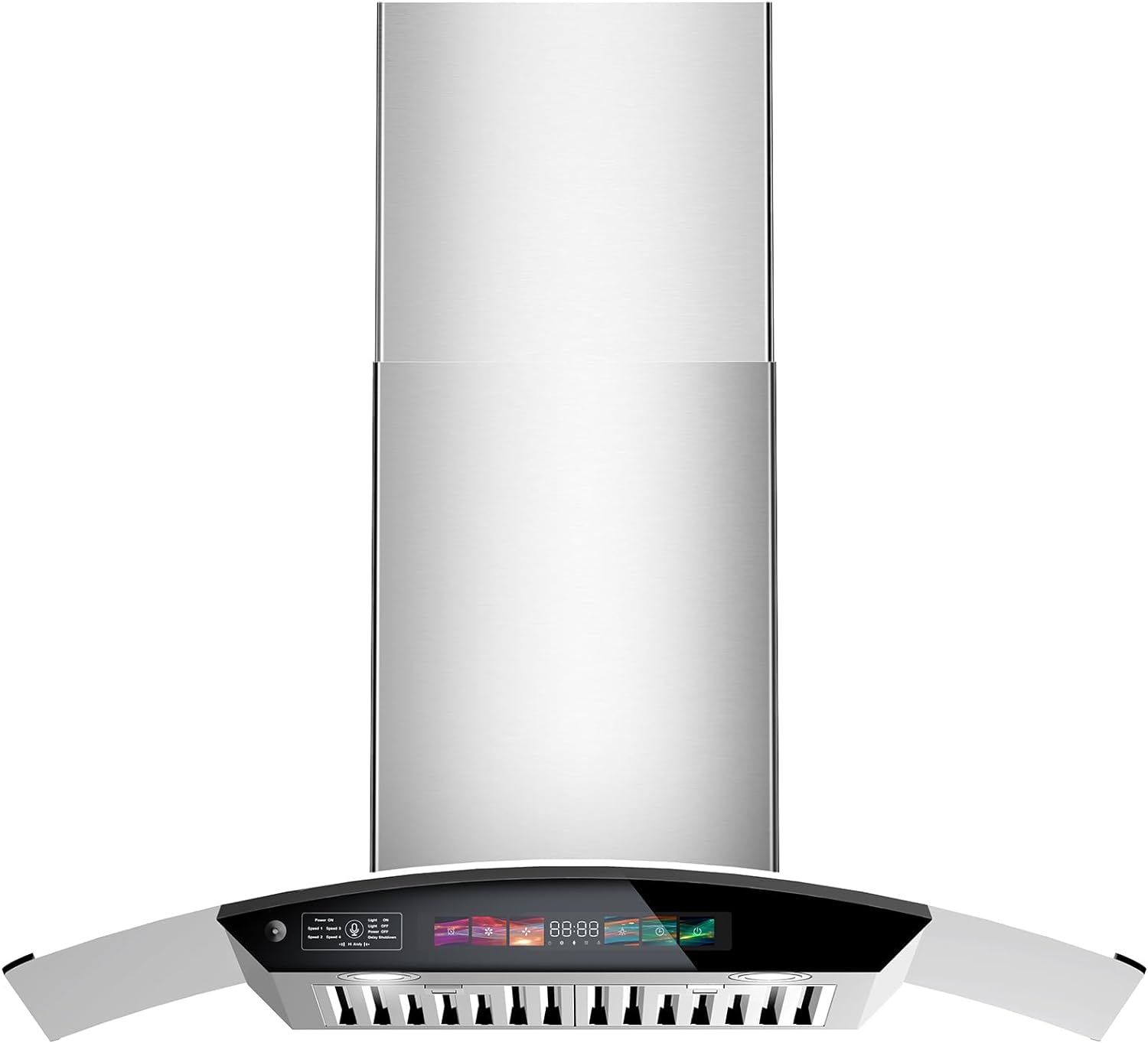 Front. Chery Life - 30 in. 900 CFM Wall Mount Cabinet Touch Control Stainless Steel Kitchen Range Hood with 4 Speed Exhaust Fan - Silver.