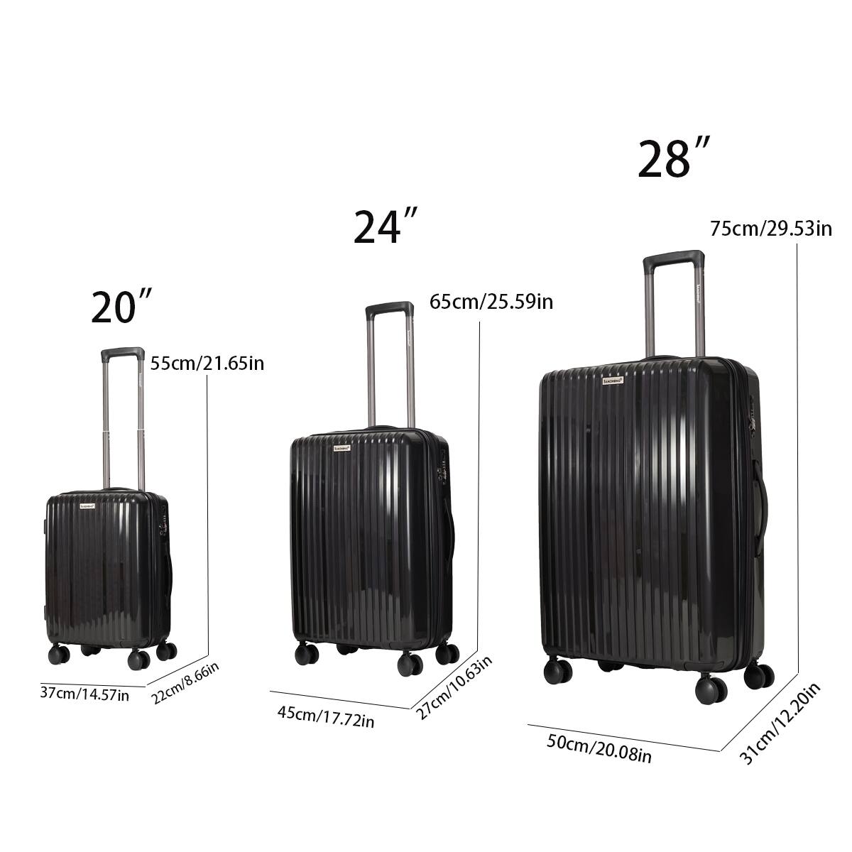 20"  
55cm/21.65in  
37cm/14.57in  
22cm/8.66in  
45cm/17.72in  

24"  
65cm/25.59in  
45cm/17.72in  
27cm/10.63in  
50cm/20.08in  
31cm/12.20in  

28"  
75cm/29.53in  
50cm/20.08in  
31cm/12.20in