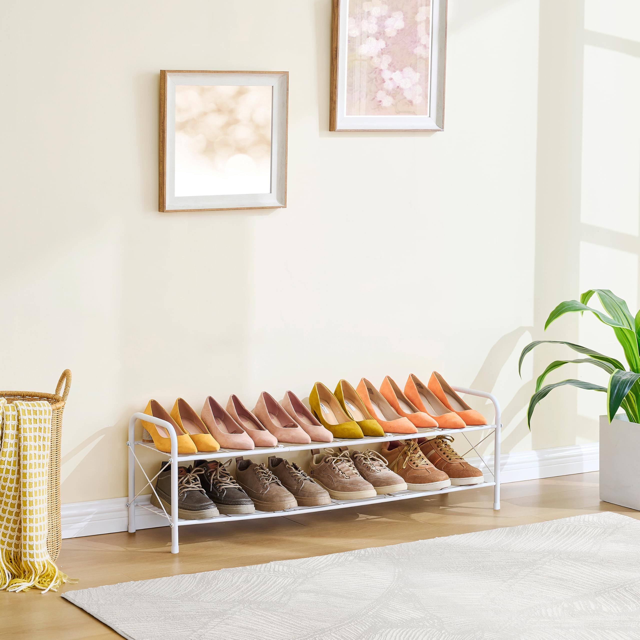 Alt View 7. Hanke - Shoe Rack For Closet Durable Mesh Style Entryway Shelf Storage Organizer Hallway Bedroom Living Room Wardrobe - Gold 8 Tier.