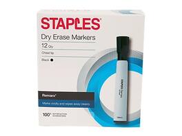 Staples - Remarx Dry-Erase Markers, Chisel Tip, 12/Pack - Black