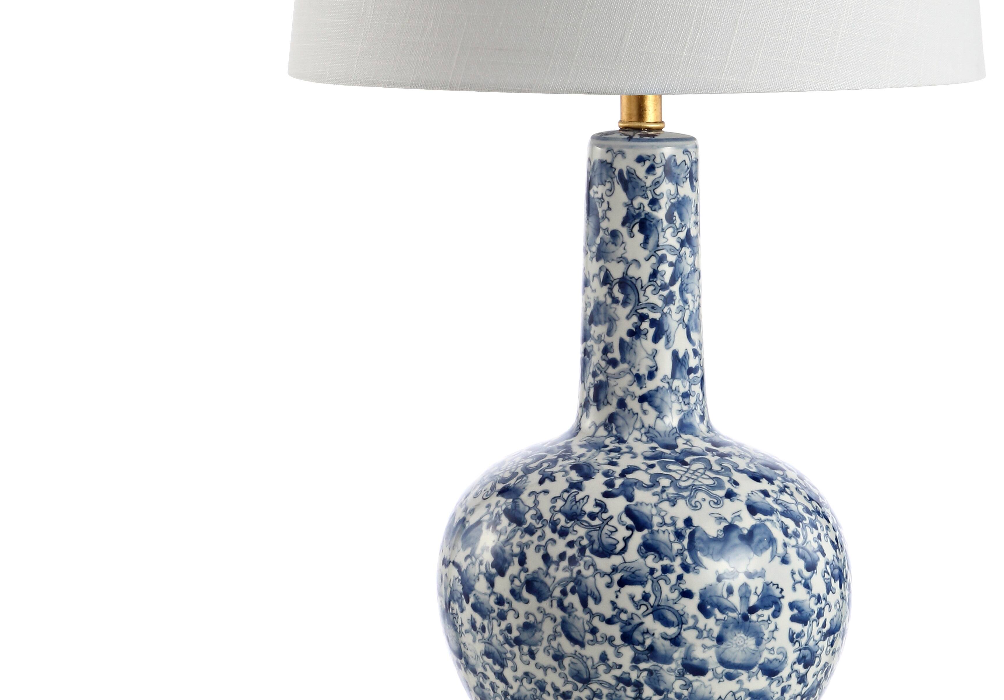 Alt View 6. Jonathan Y - Chinois 30" Ceramic/Iron Classic Cottage LED Table Lamp, Blue/White - Blue/White.
