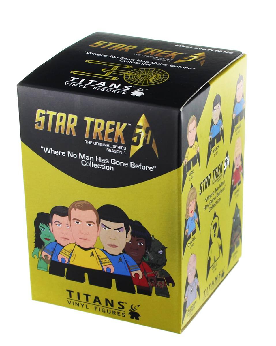 STAR TREK  
"We Love Titans"  
"Where No Man Has Gone Before"  
Collection  

VINYL TITANS FIGURES  
STAR TREK  
THE ORIGINAL SERIES  
"Where No Man Has Gone Before"  
SEASON 1  

TITANS  
VINYL FIGURES