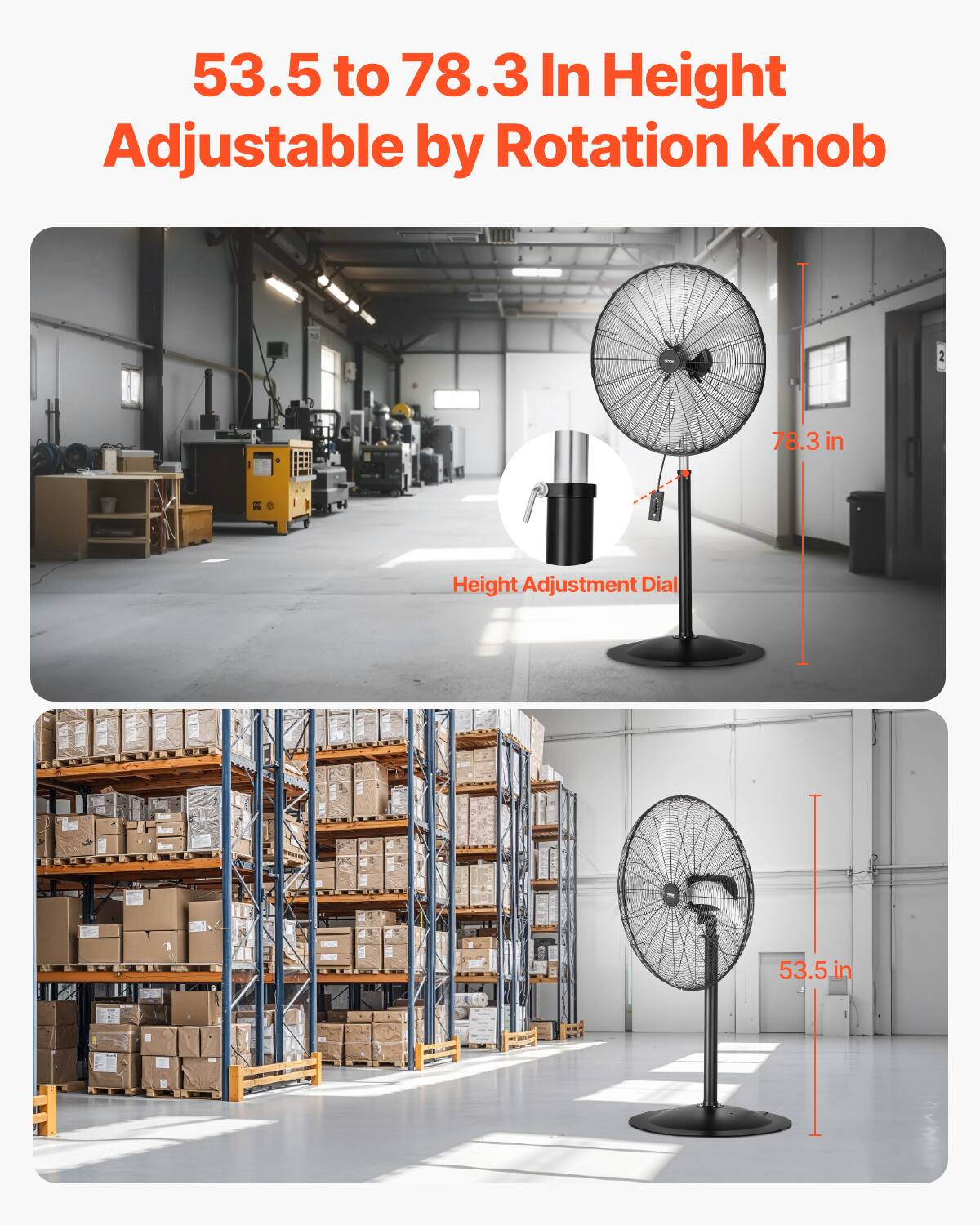 53.5 to 78.3 In Height Adjustable by Rotation Knob

Height Adjustment Dial

78.3 in

53.5 in