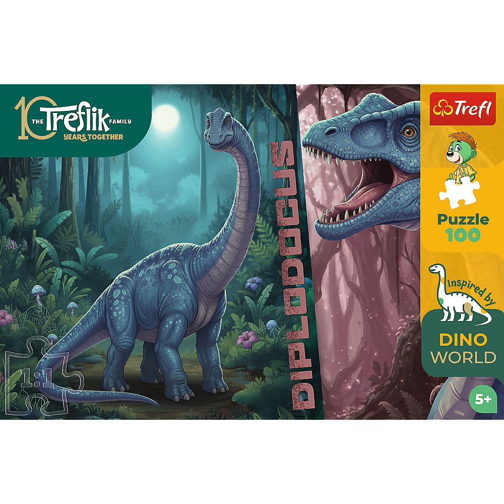 10 THE Trefik FAMILY YEARS TOGETHER  
DIPLODOCUS  
Trefl Puzzle 100 Inspired by DINO WORLD 5+
