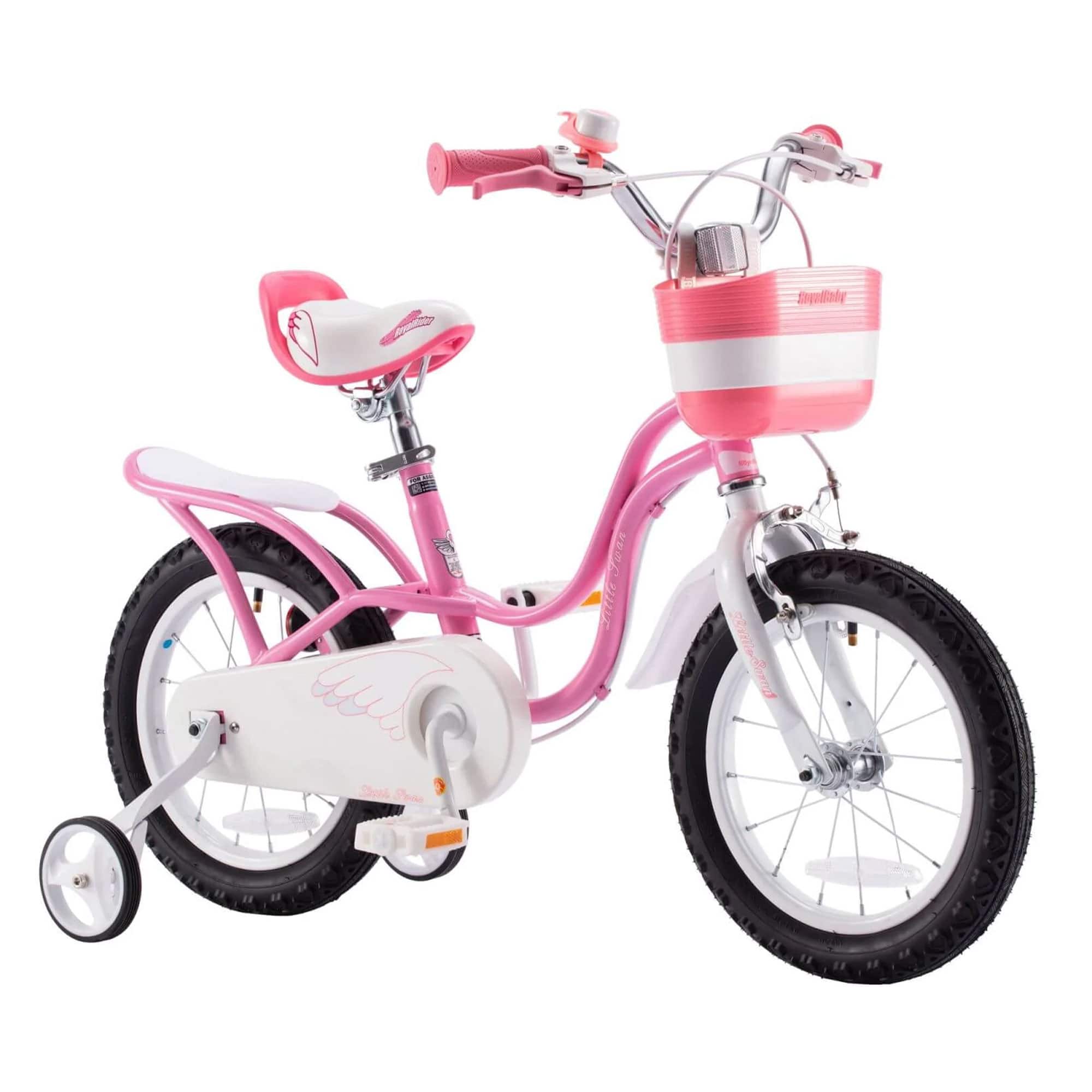 RoyalBaby - Little Swan 16" Carbon Steel Kids Bicycle with Dual Hand Brakes, Pink - Swan/Pink (2-Handlebrake)