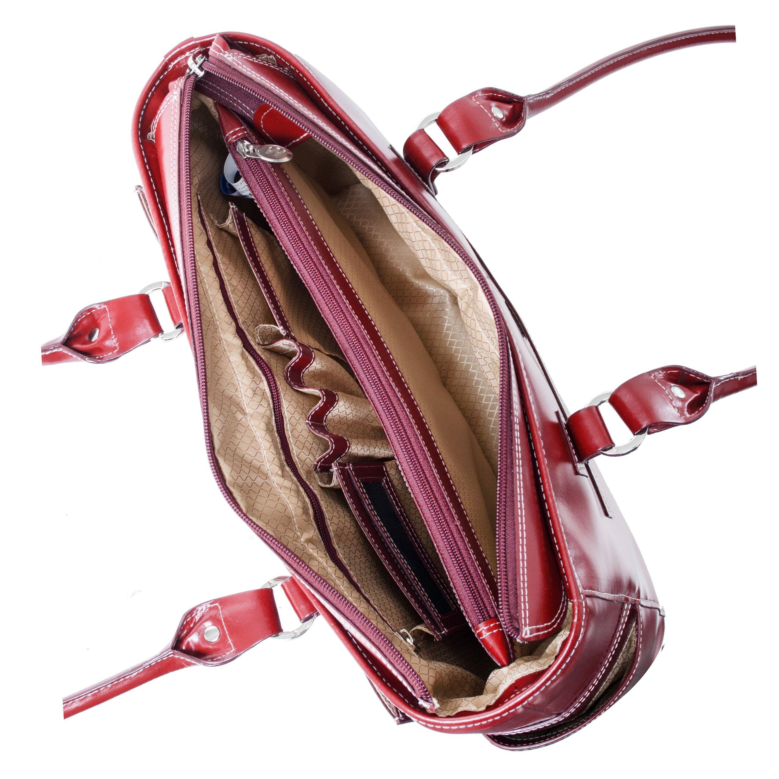 Alt View 4. McKleinUSA - 15-inch Laptop Briefcase Top Grain Cowhide Leather Women's Business Shoulder Bag Tablet Pocket - Red.