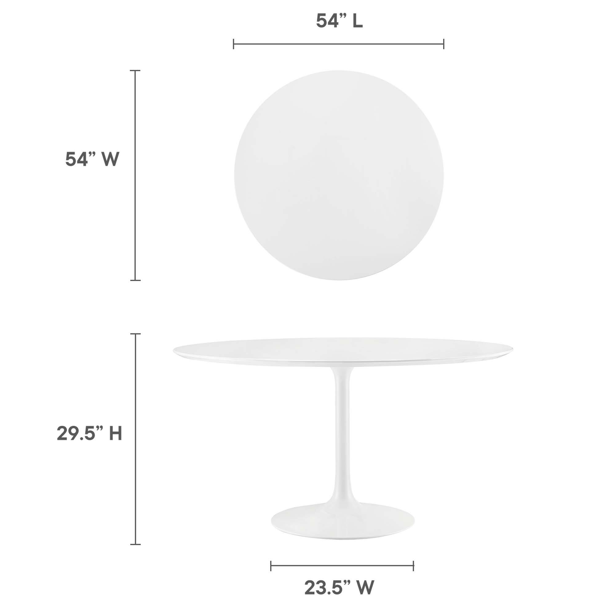 54" L  
54" W  
29.5" H  
23.5" W
