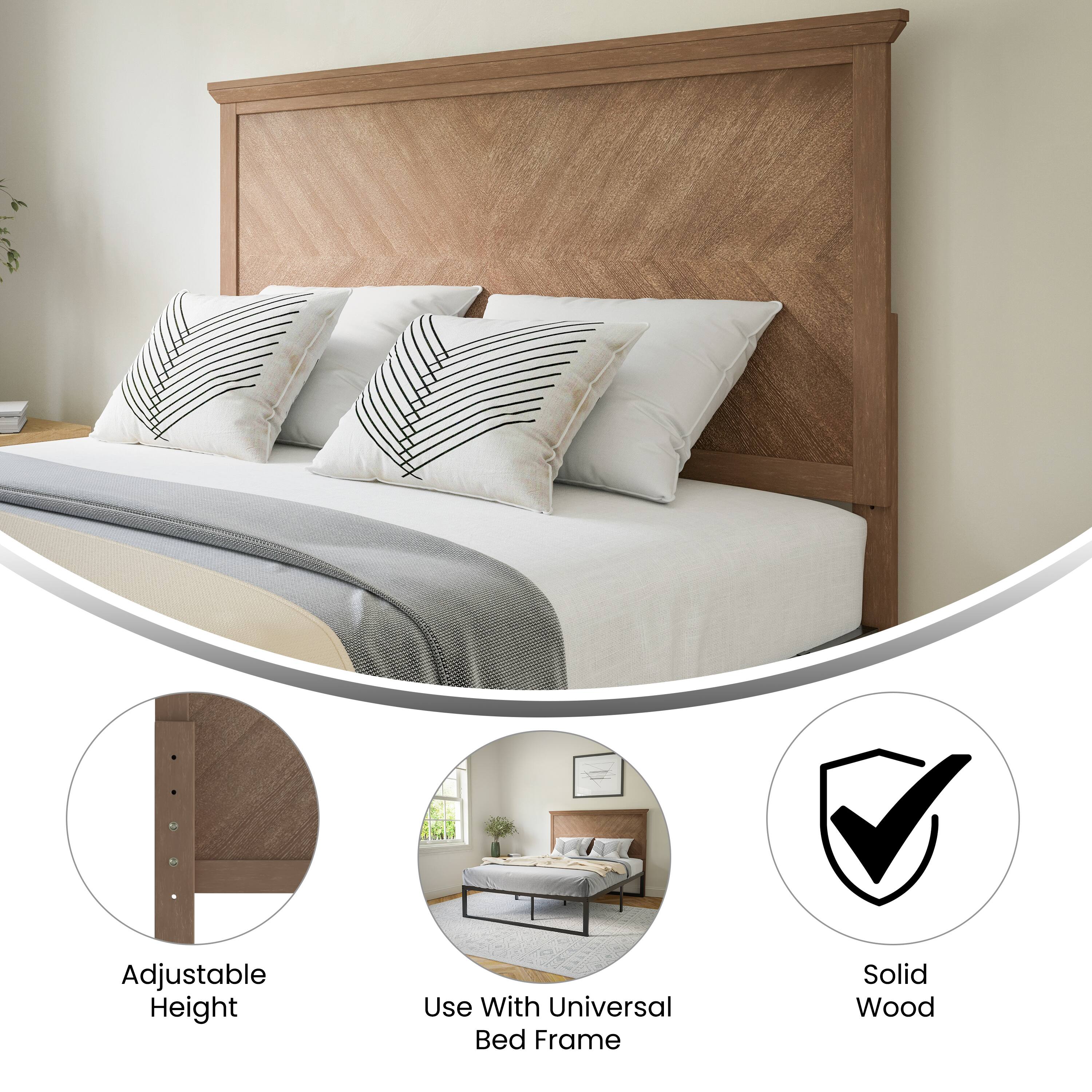 Adjustable Height  
Use With Universal Bed Frame  
Solid Wood