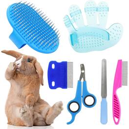 THIRSTY TURTLE - Rabbit Grooming Kit | Shedding Brush, Nail Clipper & Trimmer | Includes Pet Combs | For Rabbits, Hamsters, Guinea Pigs &