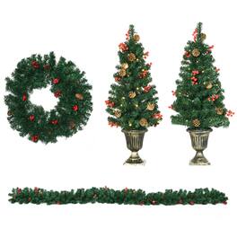 BreeBe - Prelit Holiday Christmas 4-Piece Set - Green