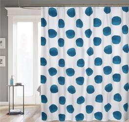 Kate Aurora - Contemporary Art Oversized Polka Dots Fabric Shower Curtain - Teal