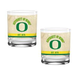 Indigo Falls - Oregon Ducks Two-Pack 14oz. Tan Vintage Glass Set - Multicolor