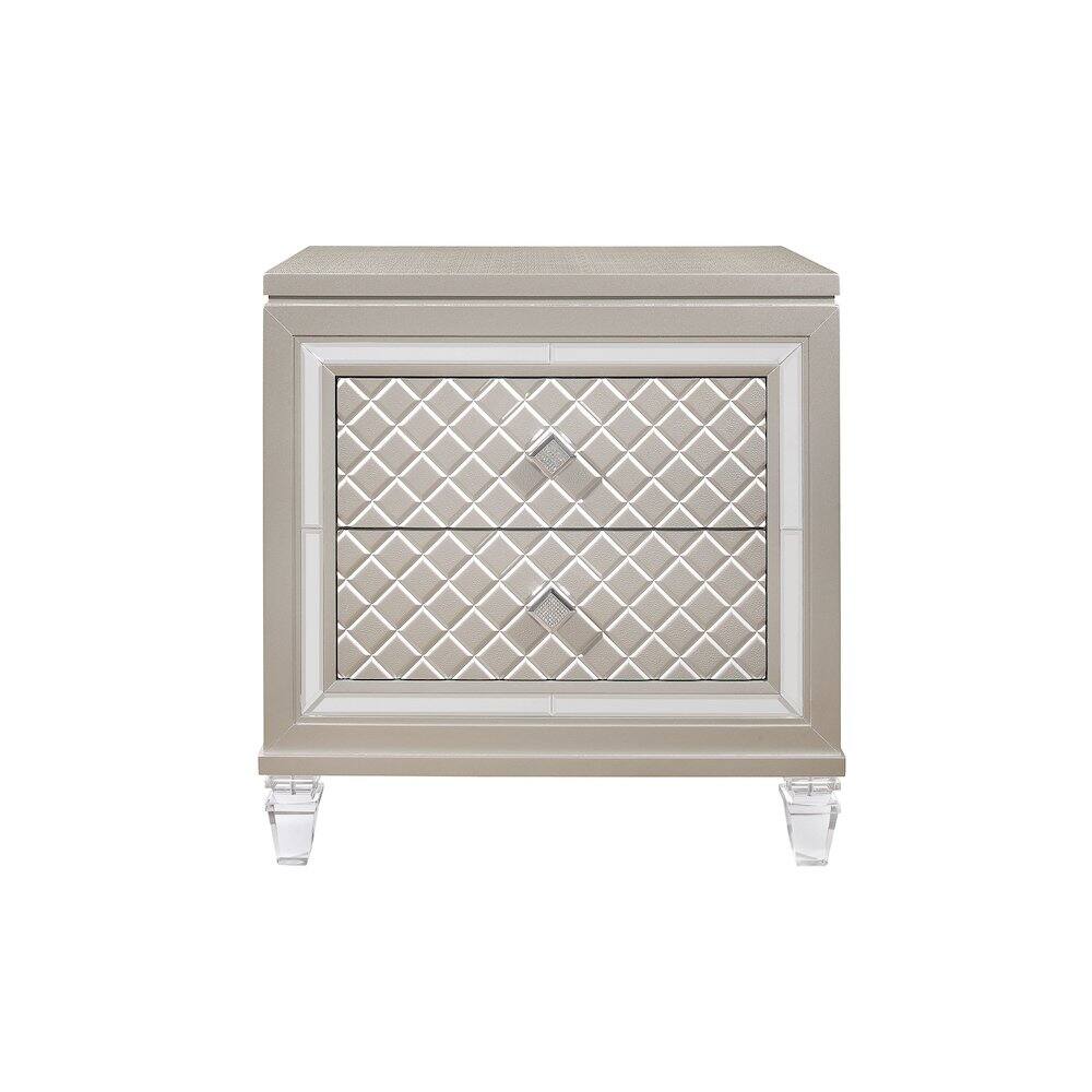 Front. Global Furniture USA - Traditional Glam Paris Champagne Nightstand, Champagne - Beige.
