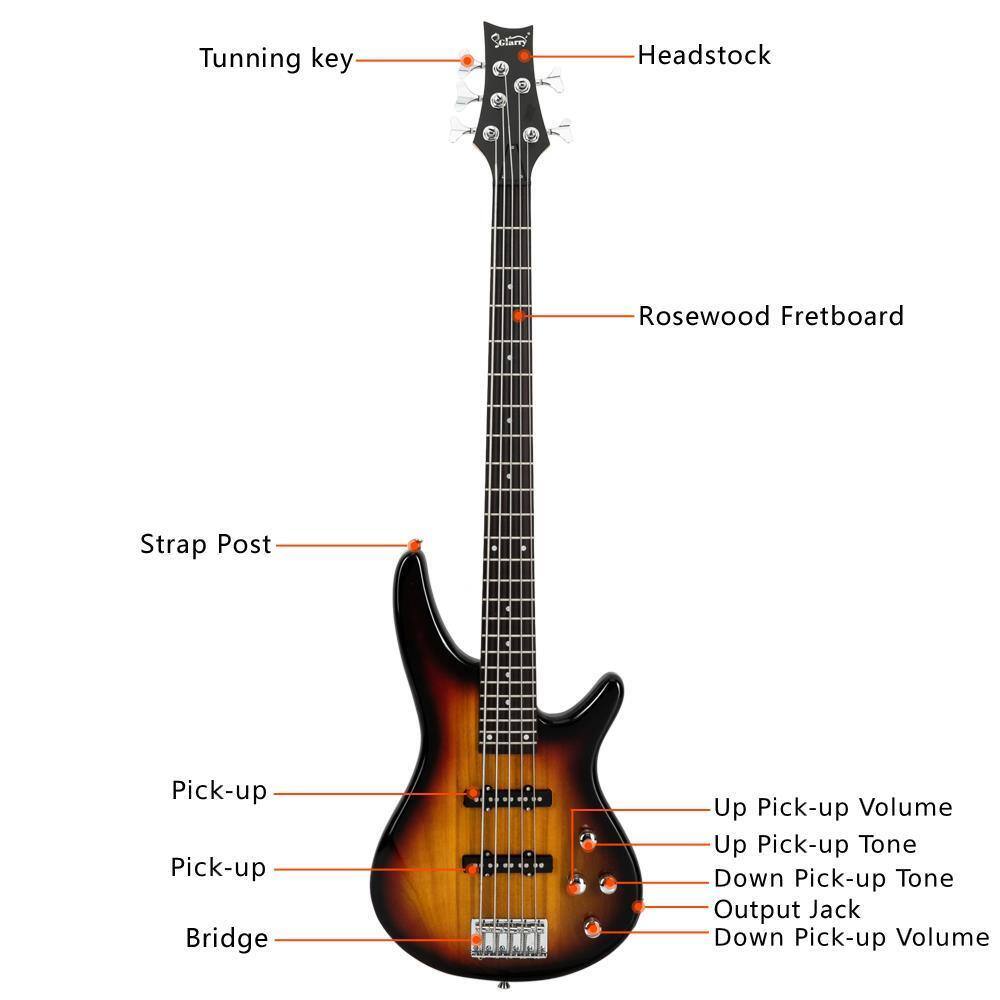 Tuning key  
Headstock  
Rosewood Fretboard  
Strap Post  
Pick-up  
Bridge  
Up Pick-up Volume  
Up Pick-up Tone  
Down Pick-up Tone  
Output Jack  
Down Pick-up Volume