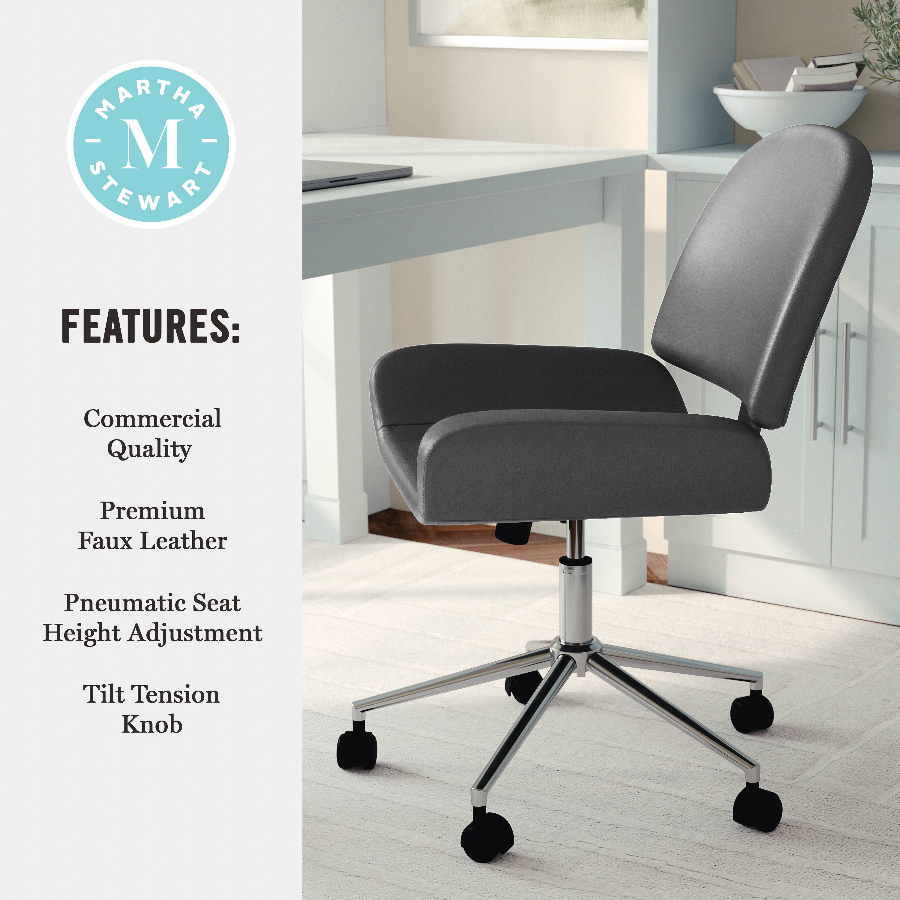 MARTHA STEWART FEATURES: Commercial Quality Premium Faux Leather Pneumatic Seat Height Adjustment Tilt Tension Knob