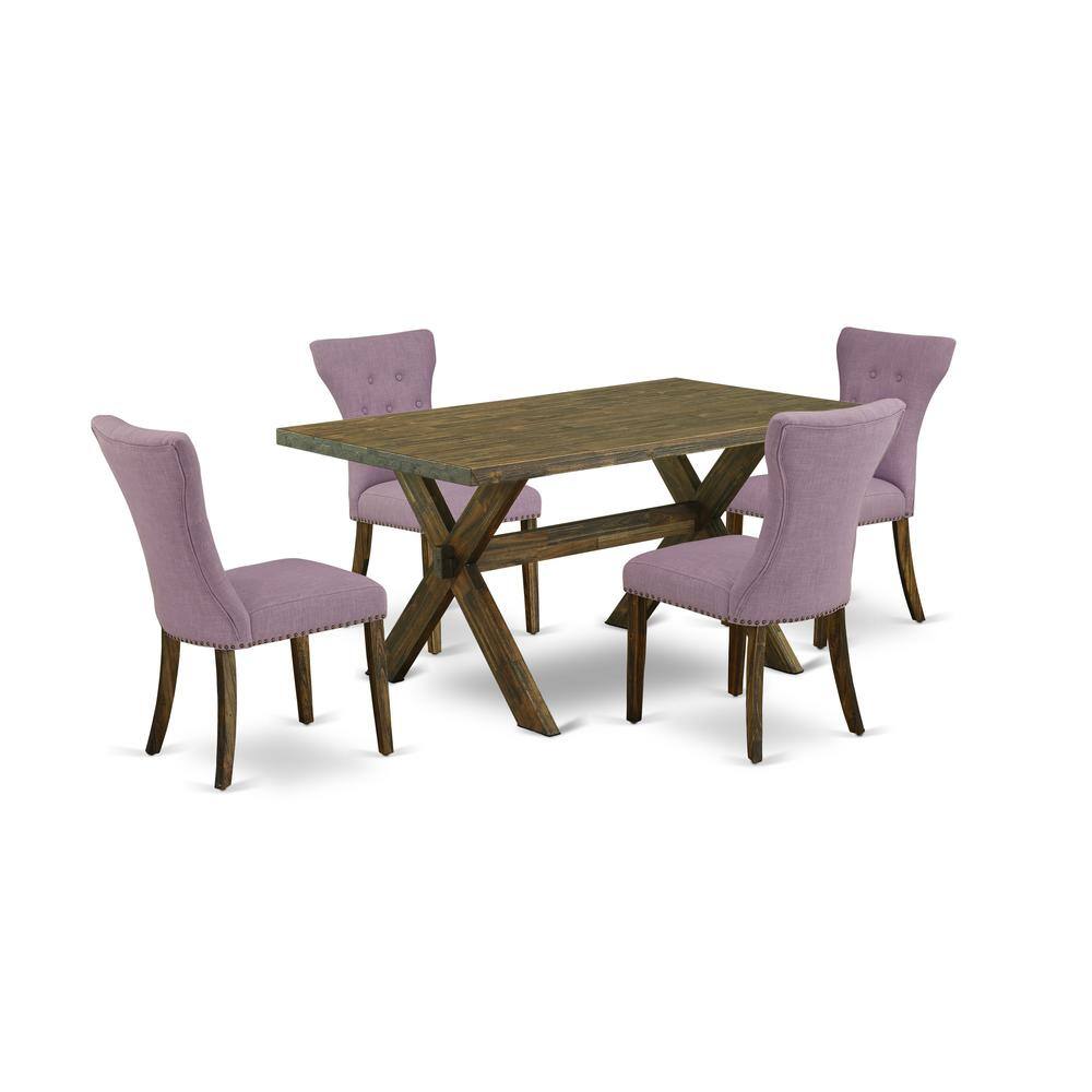 Left. East West Furniture - East West Furniture 5-Pc Modern Dining Table Set Included 4 Kitchen Dining chairs Upholstered Seat and High Button - Multi-Color.