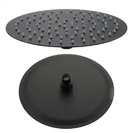 Boyel Living - Round 1-Spray Pattern with 2.5 GPM 12 in. Wall Mount Ceiling Mount Fixed Shower Head Stainless Steel-A - Matte Black