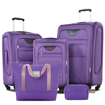 Front. Ecooso - Softside Expandable Luggage 3 Piece Set with Duffel Bag, Upright Spinner Suitcase Lightweight Travel Set - Purple.