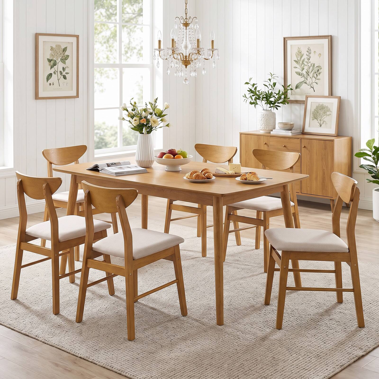 Alt View 3. Gymax - Gymax Upholstered Dining Chairs Set of 4 w/Upholstered Seat Curved Backrest Wood Frame Natural - Yellow.