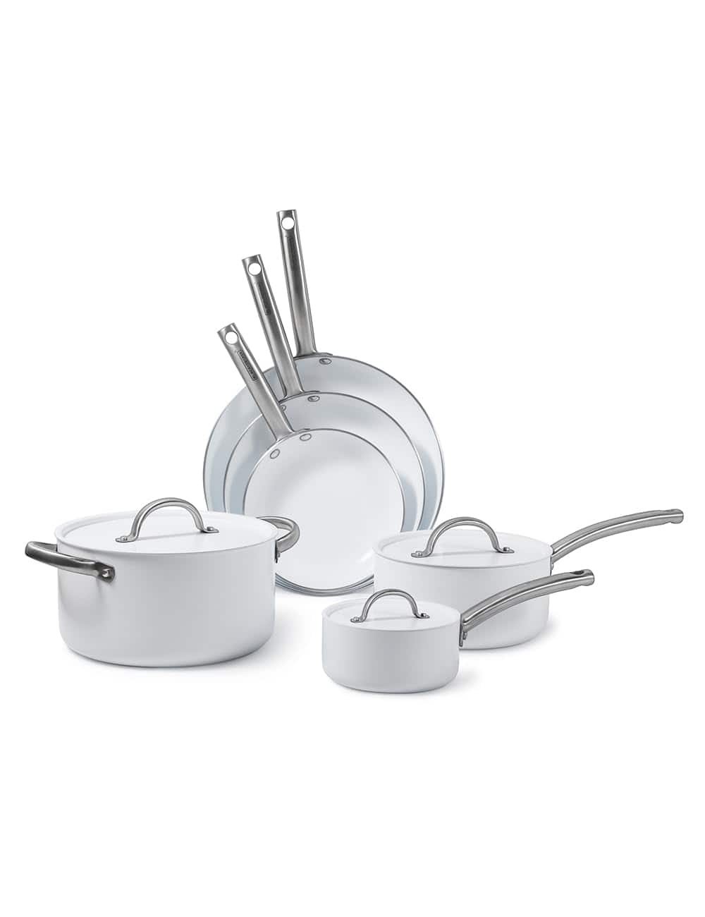Black+Decker - 9-Piece Ceramic Aluminum Cookware Set with Ceramic Non-Stick Coating - White