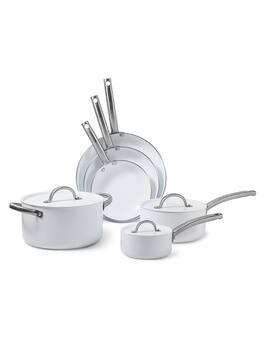 Black+Decker - 9-Piece Ceramic Aluminum Cookware Set with Ceramic Non-Stick Coating - White