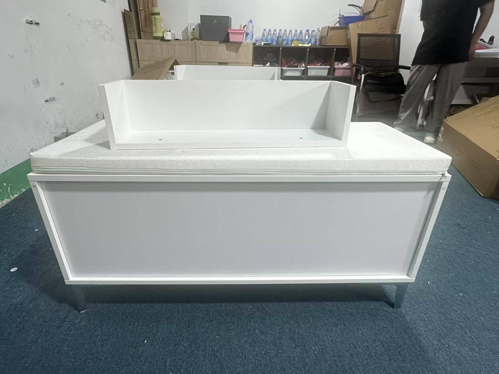 Left. Ropilly - Ropilly Entryway Storage Bench with Wall-Mounted Shelf & Coat Hooks, White Shoe Cabinet with Padded Cushion - White.