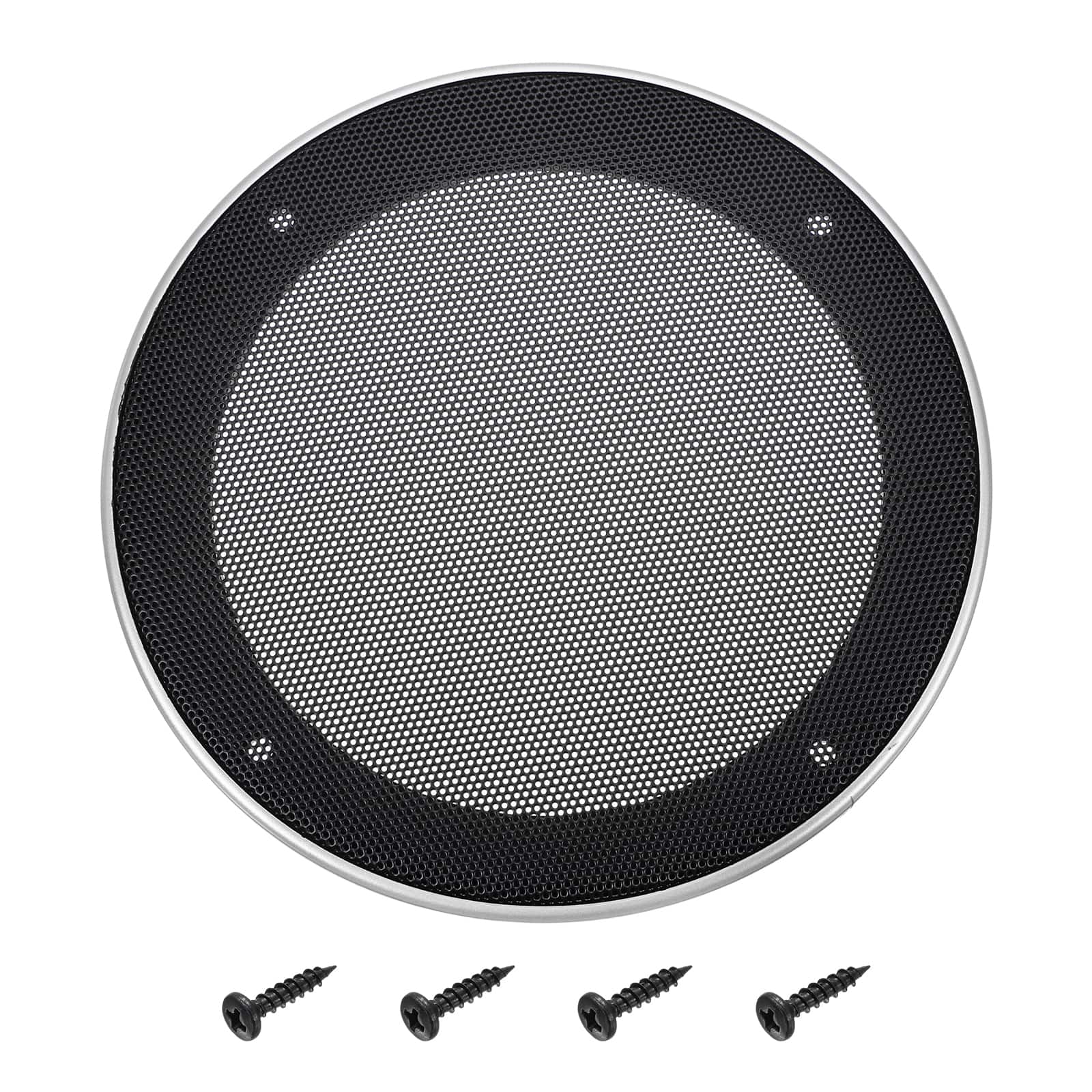 Unique Bargains - Speaker Grill Mesh Cover, Metal Subwoofer Grill Guard Protector ABS Frame for Car Audio, 4 Screws Included - Black Silver