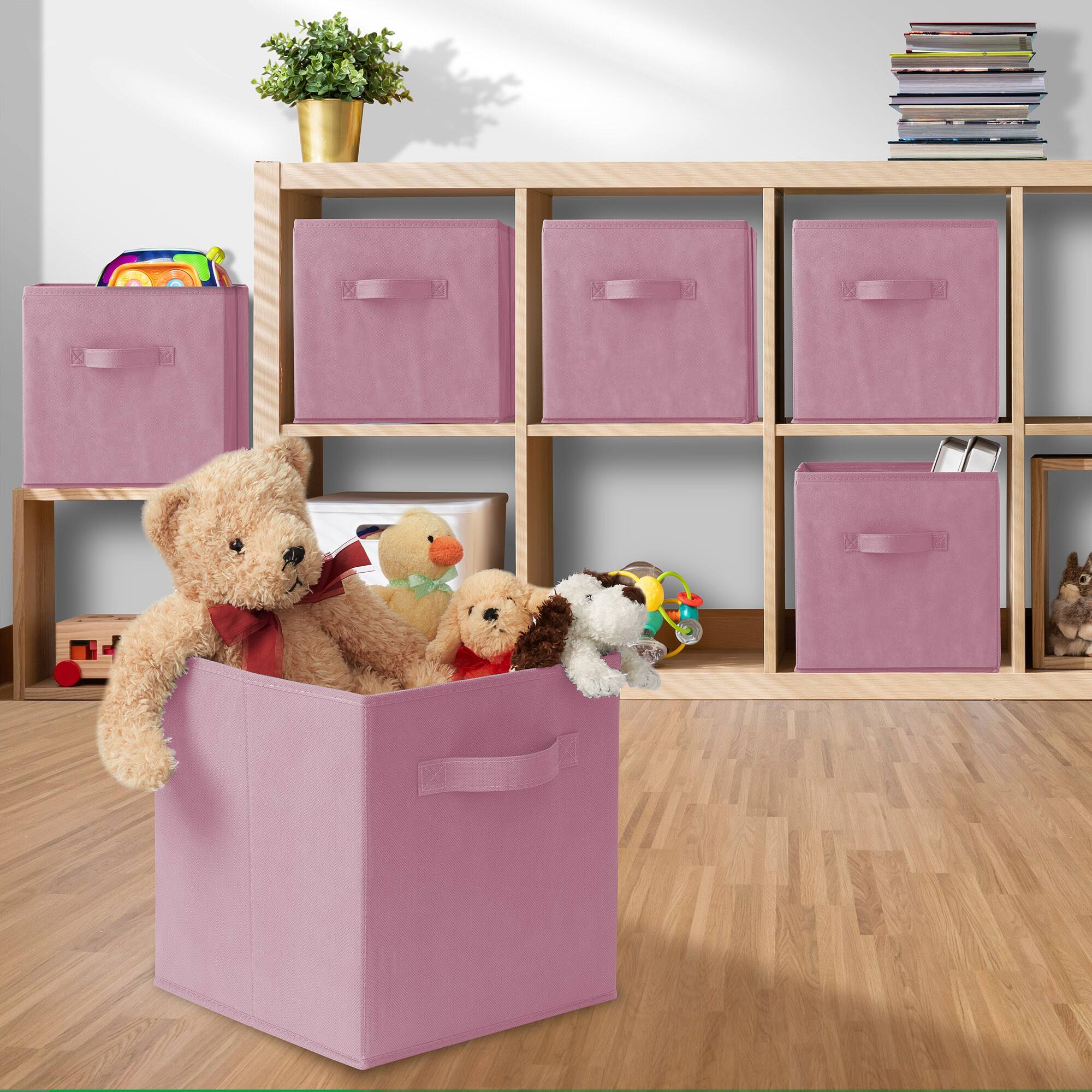 Alt View 4. Casafield - (Set of 12) Collapsible Fabric Cubes - Storage Bins - Light Pink.