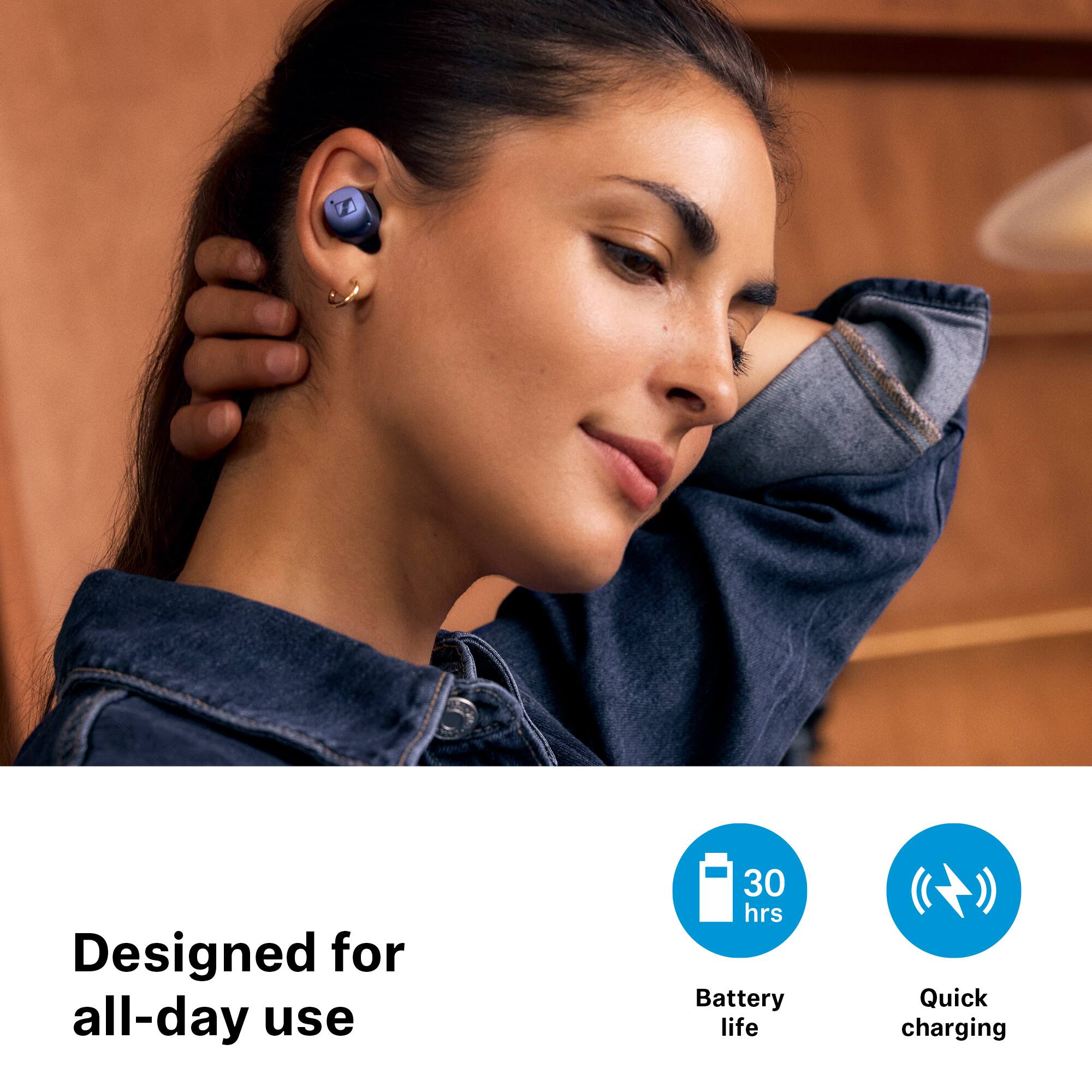 Designed for all-day use, the earbuds have a 30-hour battery life and offer quick charging.
