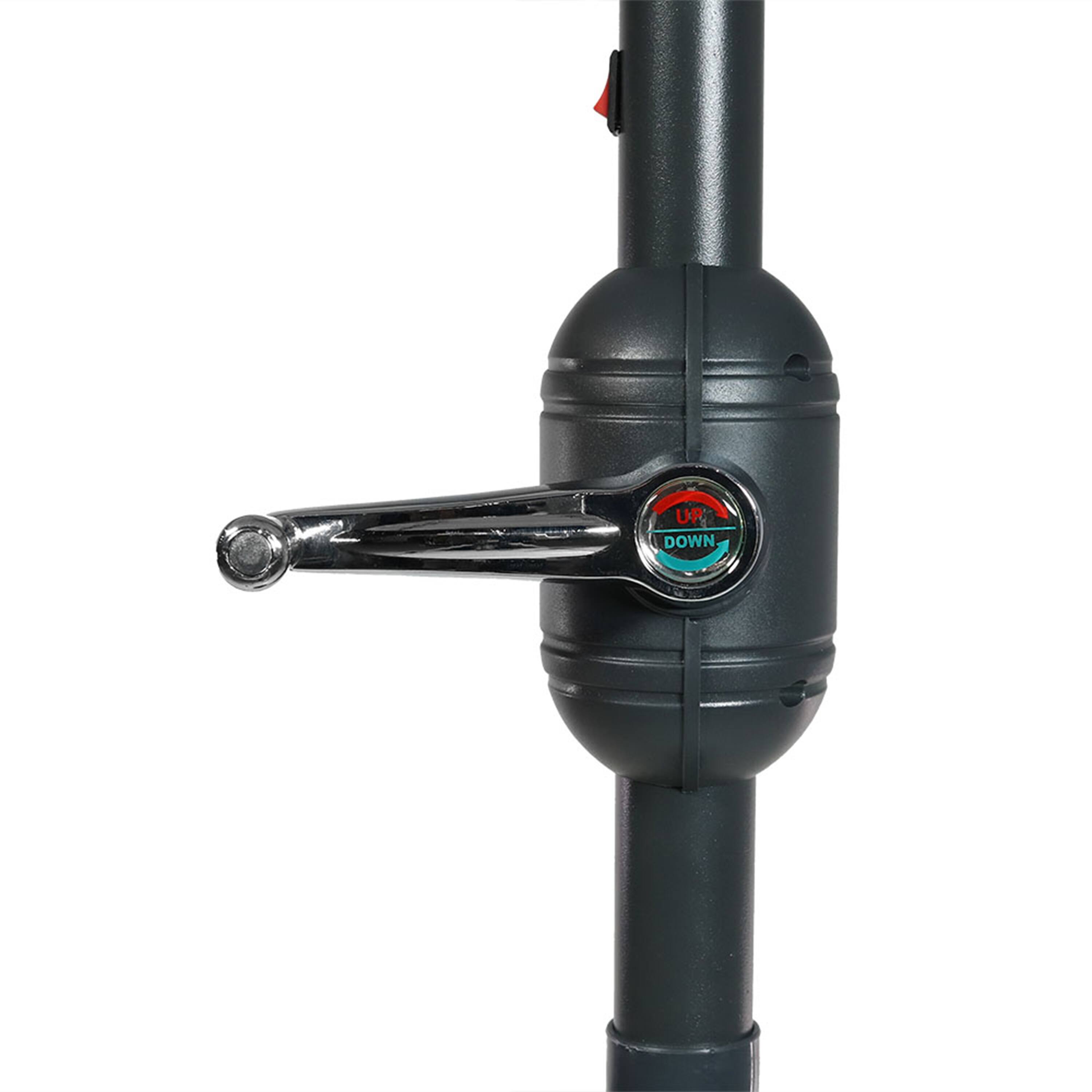 Alt View 10. Sunnydaze - 9 ft Solar Patio Umbrella with Lights, Tilt, and Crank - Awning Stripe.