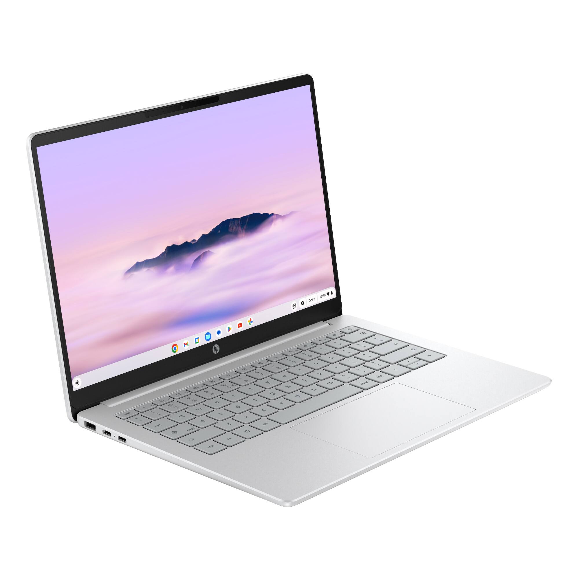 Alt View 8. HP - 14" 2K Touchscreen Chromebook Plus - Intel Core 3 N355 (2025) - 8GB Memory - 128GB UFS - Glacier Silver.