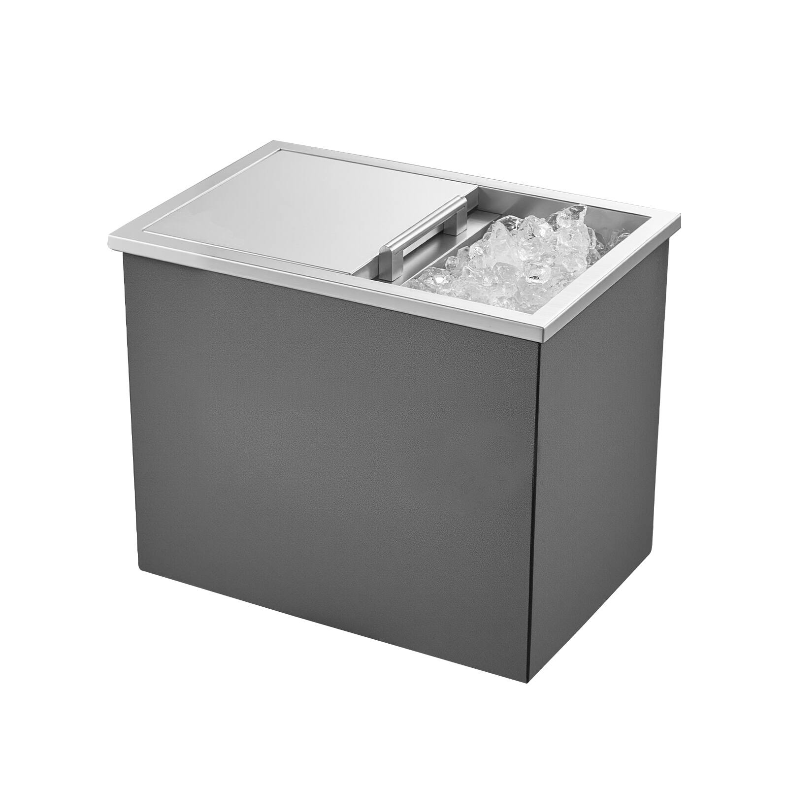 Alt View 5. VEVOR - Drop in Ice Chest, 18"L x 12"W x 15"H Stainless Steel Drop in Cooler, 28.6 Quart Commercial Ice Bin with Sliding Lid - Silver.