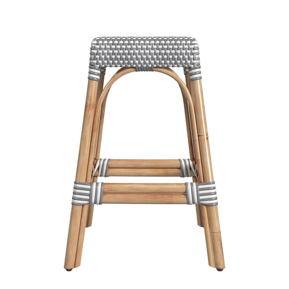 Alt View 1. Butler Specialty - Robias Rectangular Rattan 24.5" Counter Stool - White And Gray Dot.