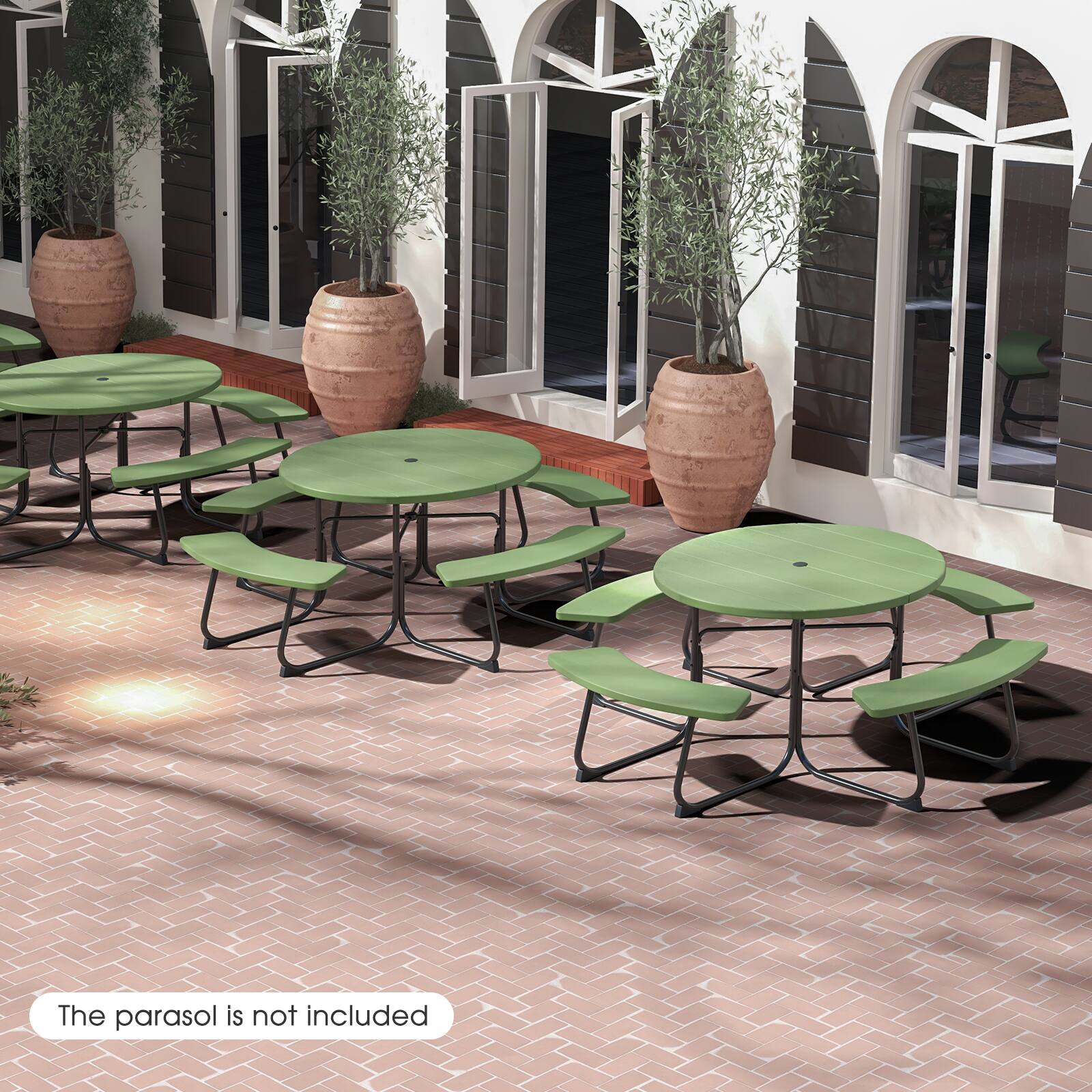 The parasol is not included