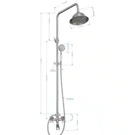 Dazzed Corner - Shower Faucet Set, 8" Rain Head, Handheld Sprayer - Brushed Nickel