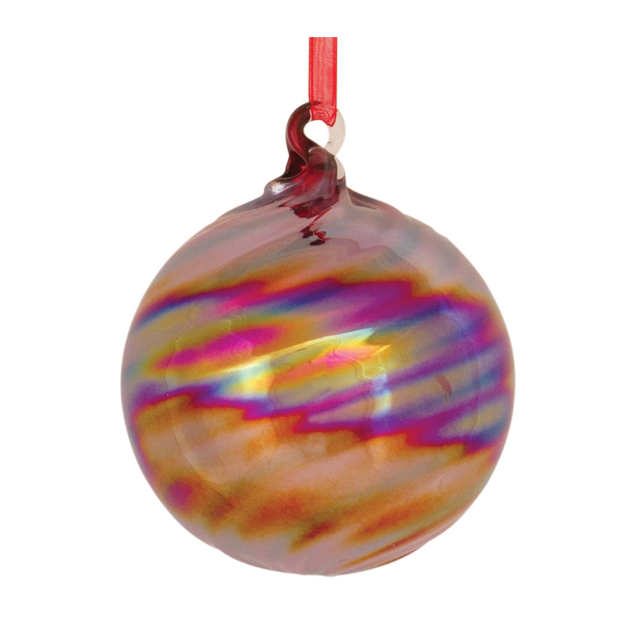 Back. BreeBe - Irredescent Glass Ornament (Set of 12) - Red.