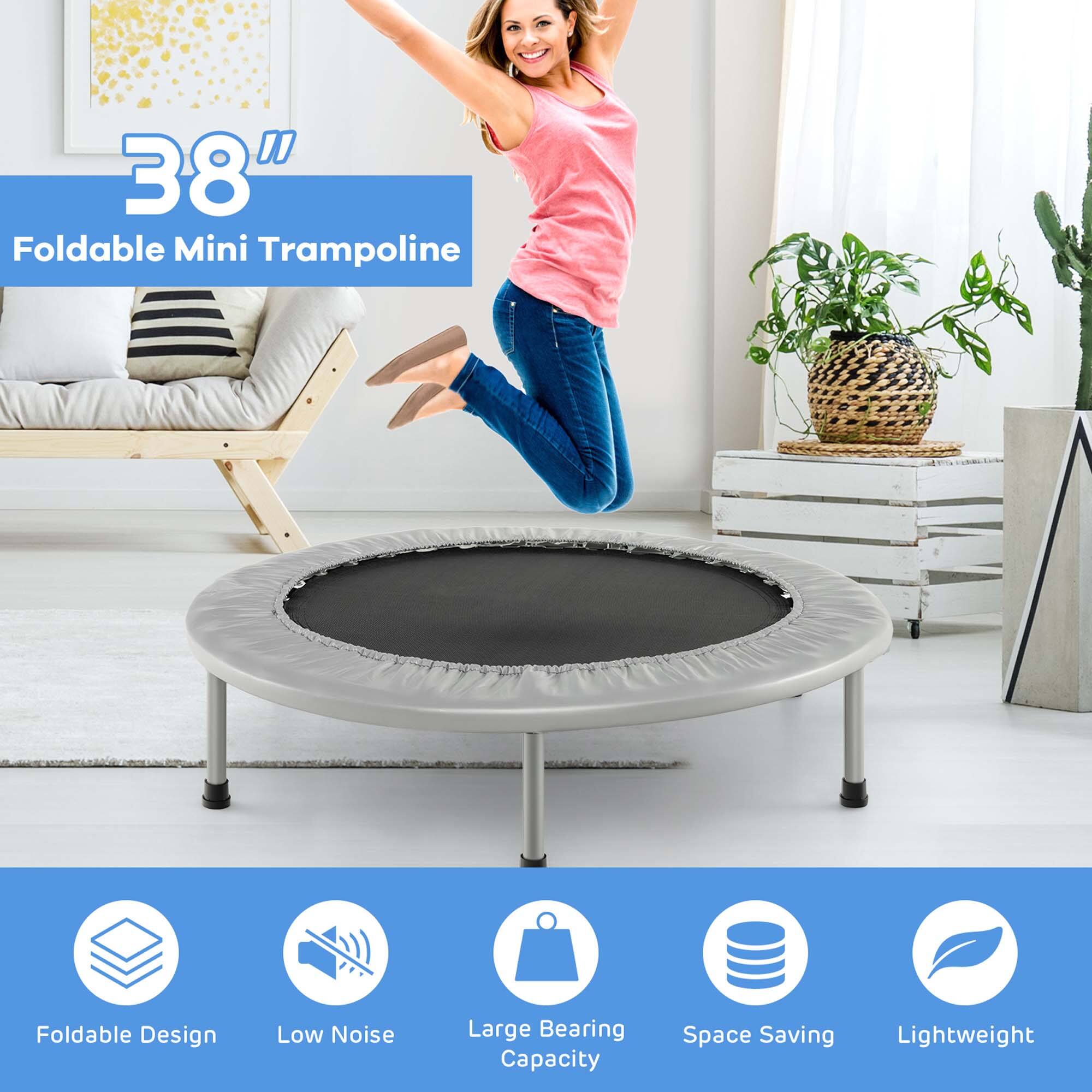 38" Foldable Mini Trampoline

- Foldable Design
- Low Noise
- Large Bearing Capacity
- Space Saving
- Lightweight