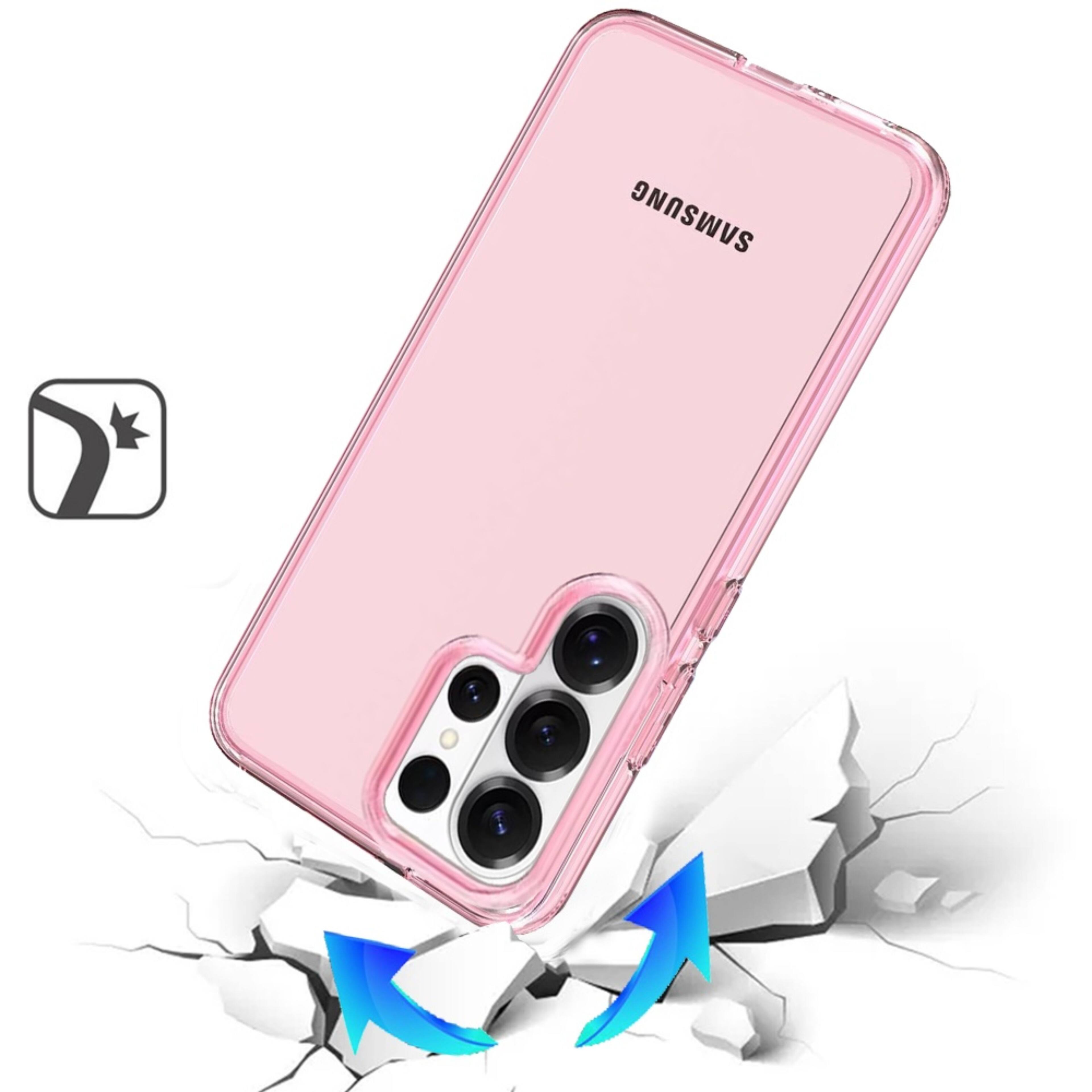 Left. Kitcheniva - Sturdy Ultra Thick 3mm Translucent Plus Tempered Glass For Samsung S26 Ultra Pink - Pink.