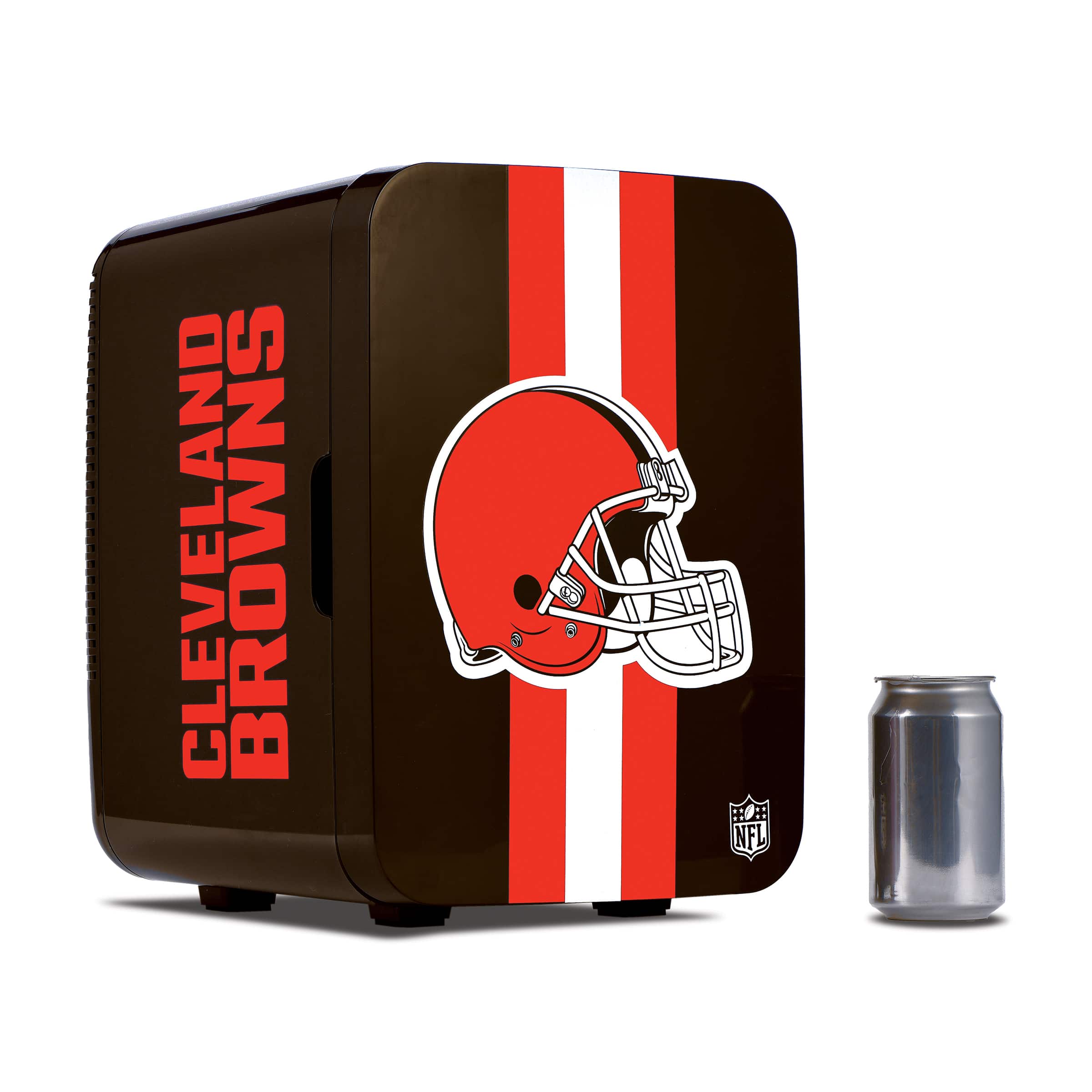 Ukonic NFL Cleveland Browns 15-Can Mini Fridge 10L AC/DC Portable Refrigerator, Official Team Logo for Home - Brown