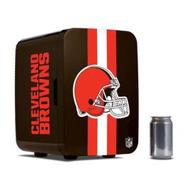 Ukonic NFL Cleveland Browns 15-Can Mini Fridge 10L AC/DC Portable Refrigerator, Official Team Logo for Home - Brown