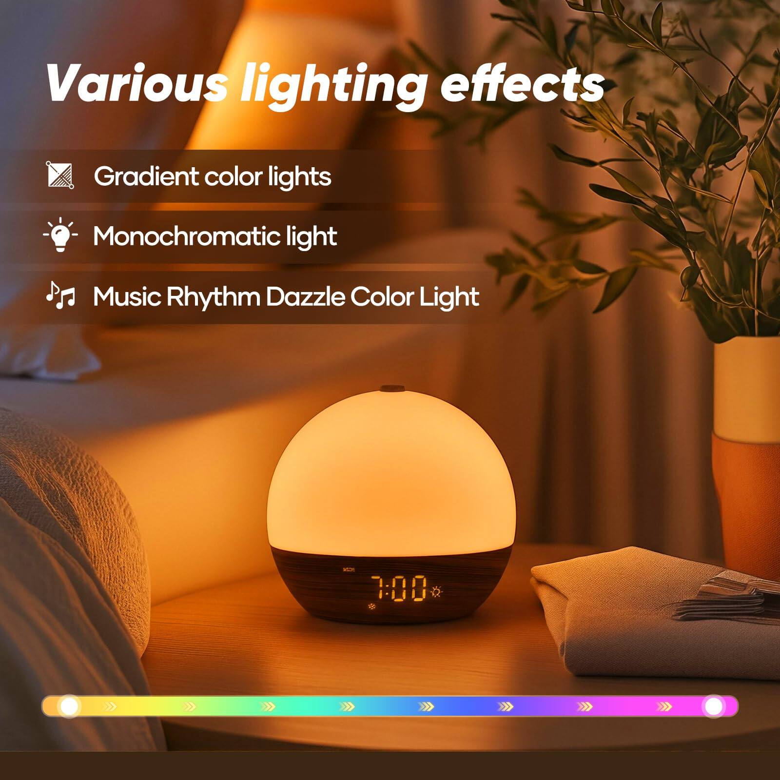 Various lighting effects

- Gradient color lights
- Monochromatic light
- Music Rhythm Dazzle Color Light