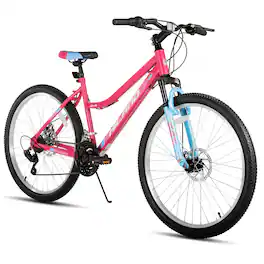 HILAND - 26 Inch Womens Mountain Bike with 18-Speed, Step-Through Frame, Suspension Fork MTB Bicycle for Adult - Pink